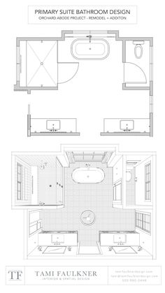 the floor plan for a bathroom with two sinks and a bathtub in one room