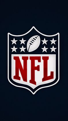 the nfl logo with stars and an american football ball in the center on a dark background