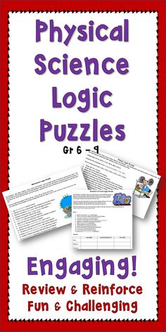 a poster with the words, physical science logic puzzles