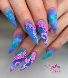 Octopus Nails, Crazy Nail Art, Diy Acrylic Nails, Nail Art Diy, Nail Artist, Diy Nails, Fashion Nails, Fun Nails