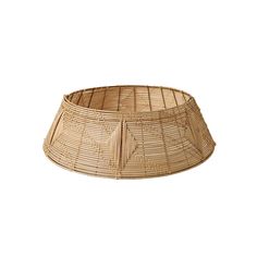 a large bamboo lamp shade is shown on a white background and it looks like the bottom of a basket