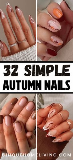 Ready to embrace the autumn season with a chic manicure? These 32 elegant short fall nail ideas are perfect for adding a touch of seasonal style to your look. From warm, earthy tones like deep burgundy, rich mustard, and burnt orange to understated designs featuring subtle glitter, matte finishes, and minimalist nail art, these short nail ideas are both trendy and timeless. Easy Autumn Nail Art, Fall Nails Dipping Powder, 2 Nail Color Ideas, Autumn Nails Classy, Clear Fall Nail Designs, Fall Nail Styles Autumn, Autumn Minimalist Nails, Short Nails For Autumn, Builder Gel Nails Design Fall