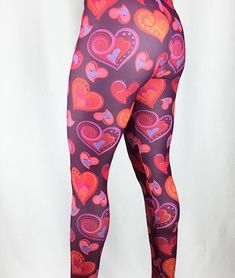 Hearts yoga leggings is designed with a dark red background with custom designed hearts throughout the leggings. Have fun with these beautiful valentine day hearts yoga leggings. Very comfortable, flexible and sturdy enough for the gym. Super soft, stretchy and comfortable yoga leggings. * 82% polyester/18% spandex * Material has a four-way stretch, which means fabric stretches and recovers on the cross and lengthwise grains. * Made with a smooth, comfortable microfiber yarn * Inner pocket * Raised waistband * Precision-cut and hand-sewn after printing Red Moisture-wicking Tights For Yoga, Red Functional Yoga Leggings, Fitted Moisture-wicking Red Leggings, Cheap Red Full-length Leggings, Red 4-way Stretch Yoga Leggings, Dark Red Background, Legging Outfits, Valentines Day Hearts, Yoga Leggings