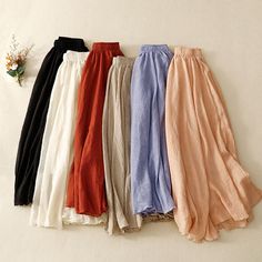 ❤️‍🔥special offer❤️‍🔥Artistic pleated cotton and linen twill skirt - Clothing Warehouse Direct Sale Linen Dresses, Long Blouse