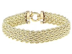 10k Yellow Gold 13mm Woven Link Bracelet with a hidden box clasp. Classic Round Chain Bracelet With Box Clasp, Classic Jewelry Bracelet With Box Clasp, Formal Yellow Gold Bracelet With Box Clasp, Classic Gold Bracelet With Box Clasp, Classic Round Gold Bracelet With Box Clasp, Formal Gold Bangle Bracelet With Box Clasp, Classic Formal Bracelet With Clasp, Formal Yellow Gold Bracelets With Clasp, Classic Formal Bracelet