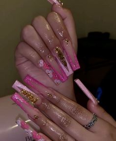 Summer Nails French Tip, Summer Nails French, Pink Bling Nails, Nail Business, Kawaii Kitty, Long Acrylic Nail Designs, Bad Bad, Colored Acrylic Nails, Cute Acrylic Nail Designs