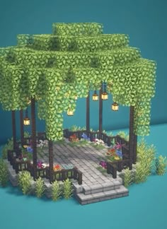 an image of a small garden in minecraft