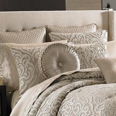 Astoria Sand 4-Piece Comforter Set Comforter Sets By J. Queen New York Beautiful Bed Designs, Luxury Comforter Sets, Bedroom Comforter Sets, Queens New York, Inspire Me Home Decor, King Comforter Sets, Luxury Bedding Sets, Comfortable Bedroom, Queen Comforter Sets