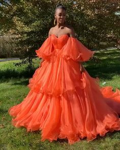 Orange Sweetheart Off-shoulder Bubble Organza A-line Prom Dress, PD3085Description:1. Material: organza.2. Color: custom colors are welcome, please Contact us and tell us style number, we will send you color charts to choose.3. Size: standard size or custom size, if you need custom service, we need following measurements, please leave information in the note of shopping cart. * are necessary.*bust _______ cm/inch*waist _______cm/inch*hips _______cm/inchshoulder to shoulder _______cm/inch (from b Layered Prom Dress, Mode Editorials, African Wedding Dress, Orange Dress, Mode Inspiration, Beautiful Gowns, Couture Dresses