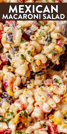 this mexican macaroni salad is loaded with lots of fresh ingredients