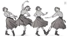 three women are dancing in different poses