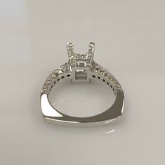 *NEW ITEM* This European style engagement ring is embellished with 1.0 carat of small round diamonds descending down from the tops of each prong, over the gallery and halfway down the band. A very popular design, the euro-shank to many brings a new meaning of comfort with its thick square edges and brings balance to the ring when wearing. A unique and modern piece comes this ring that is quite the special find for special occasions. Ring Details: 18k White Gold Square Four Prong Basket European Princess Cut Diamond Ring With Prong Setting For Proposal, Formal Diamond Jewelry With Side Stones, Classic Diamond Ring With Side Stones For Anniversary, Classic Diamond Ring With Side Stones, Classic Diamond Wedding Ring With Side Stones, Classic Jewelry With Princess Cut Side Stones, Platinum Diamond Ring With Prong Setting, Radiant Cut, Luxury Jewelry With Round Cut Side Stones, Radiant Cut Diamond Ring With Prong Setting In Platinum