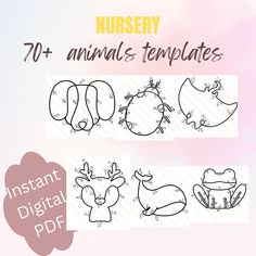 the numbers for nursery animals are shown in black and white