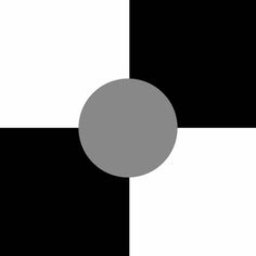 a black and white square with a gray circle in the middle