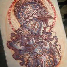 Traditional Valkyrie Tattoo, Traditional Tattoo Art Men, Tattoo Art Men, Knight Lady, Neo Traditional Art, Athena Tattoo, Valkyrie Tattoo, Medieval Tattoo, Knight Tattoo