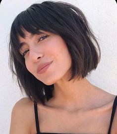 Bob Hairstyles For Thick, Bob Hairstyles With Bangs, Short Hair With Bangs, Short Bob Hairstyles, Love Hair, Hairstyles With Bangs, Dark Hair