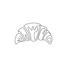 a black and white line drawing of a croissant on a white background,