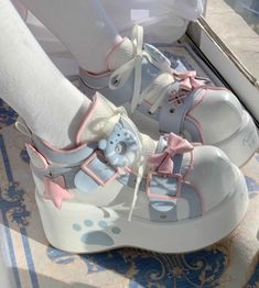 Cute Kawaii Shoes, Pink And Blue Shoes, Kawaii Platform Shoes, Cute Platform Shoes, Harajuku Shoes, Platforms Shoes, Zapatos Mary Jane, Kawaii Shoes, Shoes Cute