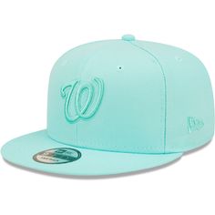 Ensure your Washington Nationals pride is unquestionable with this trendy Color Pack 9FIFTY snapback from New Era. Built with a high crown and flat bill, this cap offers street-ready, trendy appeal. While the Washington Nationals embroidery enhances your spirit, the pastel colorway brings a fresh breath of Spring to your collection. Blue Snapback Hat With Flat Brim For Spring, Casual Turquoise Cap Hat, Casual Turquoise Cap, Blue Flat Brim Snapback Hat For Spring, Blue Flat-brim Snapback Hat For Spring, Blue Short Brim Snapback Hat For Spring, Turquoise Casual Hat For Spring, Turquoise Casual Spring Hat, Casual Adjustable Turquoise Hats