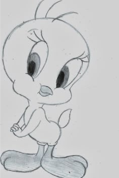 a drawing of a little bird with big eyes