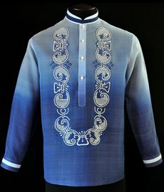 Barongsrus-Monochromatic Navy Blue Barong Tagalog #3130 Philippine Women, Branded Clothing, First Communion Dresses