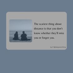 two people sitting on top of a beach next to the ocean with an inspirational quote above them