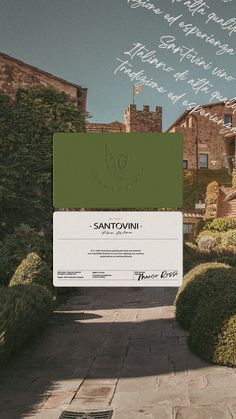 an advertisement for the sanitiovoni estate