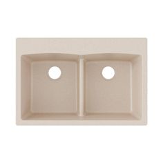 double bowl kitchen sink with two holes in the front and side panels on the back