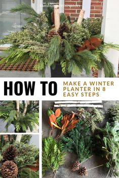 how to make a winter evergreen and pine cone centerpiece for your front porch or patio