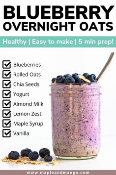 blueberry overnight oats in a mason jar