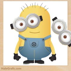 a paper cut out of a minion with three eyes