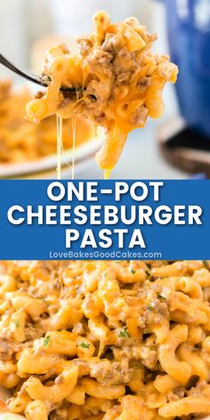 One-Pot Cheeseburger Pasta pin collage Cheese Burger Macaroni, Mac And Cheese Rezept, Cheeseburger Mac And Cheese, Hearty Pasta Recipes, Cheeseburger Mac, Ground Beef Pasta Recipes, Cheesy Pasta Recipes, Beef Pasta Recipes, Cheeseburger Pasta