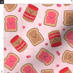 peanut butter and jelly sandwich pattern on pink background