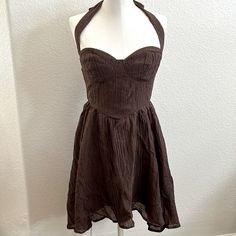 Nwot Fits Like A Small. Very Cute And Gives A Vintage Vibe. All Purchases Come With A Free Item/Gift. Make Me An Offer! Thanks For Looking! Brown Hoco Dress, Brown Halter Dress, Dresses Brown, Shein Dress, Shein Dresses, Vintage Vibe, Hoco Dresses, Free Items, Vintage Vibes