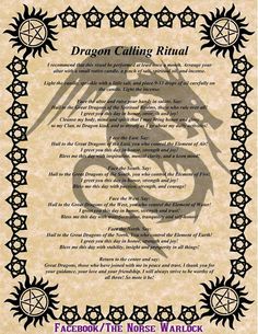 the dragon calling ritual is shown in black and white, with an ornate border around it