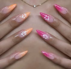 Bright Summer Nails Designs 2024, Nail Art Tropical, Hawaiian Nails, Hawaii Nails, Orange Nail, 2024 Nails, Tropical Nails, Magic Nails, Swag Makeup