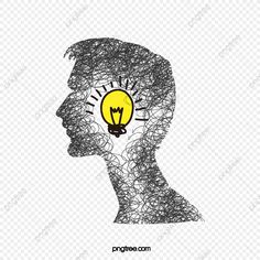 the silhouette of a man's head with a light bulb in it