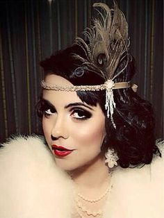 Maquillage Goth, Great Gatsby Headpiece, 1920s Accessories, Flapper Hair, 1920s Headband, Gatsby Headpiece, Flapper Headpiece, 1920s Headpiece, Gatsby Headband