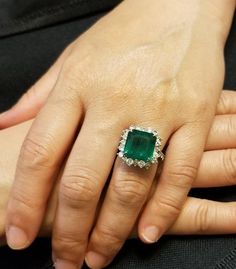 GORGEOUS 14K white gold emerald ringcenter  natural GEM EMERALD  BERYL EMERALDweight 9.80ct. size 12.1x12.3mmnice vivid green color , clean, very lively ,nice cut .side set natural rounds diamonds total weight 3.07ct H-SI1Ring SIZE 6Retail value $16,500 net.Cert Appraisal available Octagon Emerald Ring In Platinum, Fine Jewelry, Fine Jewelry Platinum Emerald Cut Emerald Ring, Octagon Emerald Ring In Platinum, Octagon Platinum Emerald Ring, Gia Certified Formal Emerald Cut Emerald Ring, Formal Platinum Emerald-cut Emerald Ring, Formal Emerald-cut Platinum Emerald Ring, Formal Platinum Emerald Cut Emerald Ring, Octagon White Gold Emerald Ring With Halo Setting