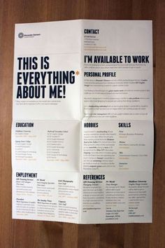 a brochure that is sitting on top of a wooden table, with the words'this is everything about me '