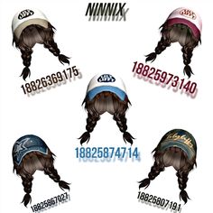 six different types of hair with numbers on them and the same number in each one