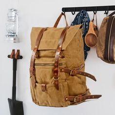 Woosir Waxed Canvas Hiking Backpack Canvas Stitching, Waxed Canvas Backpack, Backpack Material, Waterproof Backpack, Waxed Canvas, Canvas Backpack, Rain Cover, Stitching Leather, Hiking Backpack