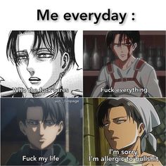 anime memes with the caption that reads, me everyday i'm sorry