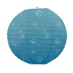 a blue paper lantern with bubbles on it