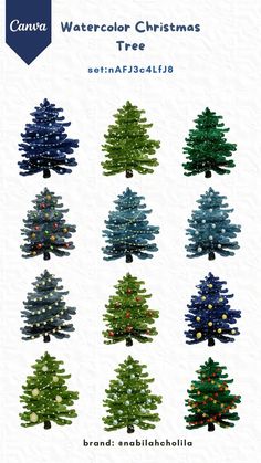 the christmas tree is shown in different colors