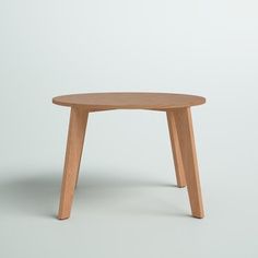 a round wooden table with two legs on an isolated white background, the top half is made of wood