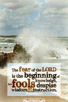 the fear of the lord is the beginning of fools and despise wisdom instruction