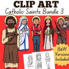 the catholic saints clip art bundle 3 includes an image of jesus, mary and joseph