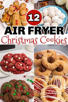 twelve air fryer christmas cookies with text overlay