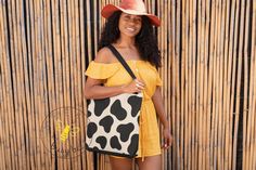 Do you love cow print? Then this cow printed tote bag is perfect for you. This tote is a high-quality Tote Bag that is dependable and sturdy. It  is available in three sizes: Small, Medium, and Large.   Get a matching cow print accessory pouch to organize inside the bag. Follow the link https://www.etsy.com/listing/1526972753/cow-print-accessory-pouch-organizing-cow .: 100% Polyester .: Boxed corners .: Black inner stitching, transparent thread on hems. .: Black cotton handles)) .: Assembled in Trendy Cow Print Bags For Everyday Use, Casual Everyday Bag With Cow Print, Casual Cow Print Bags For Daily Use, Cow Print Bag, Tote Bag School, Animal Print Tote Bags, Cute Cow, Bag School, Pouch Organizer